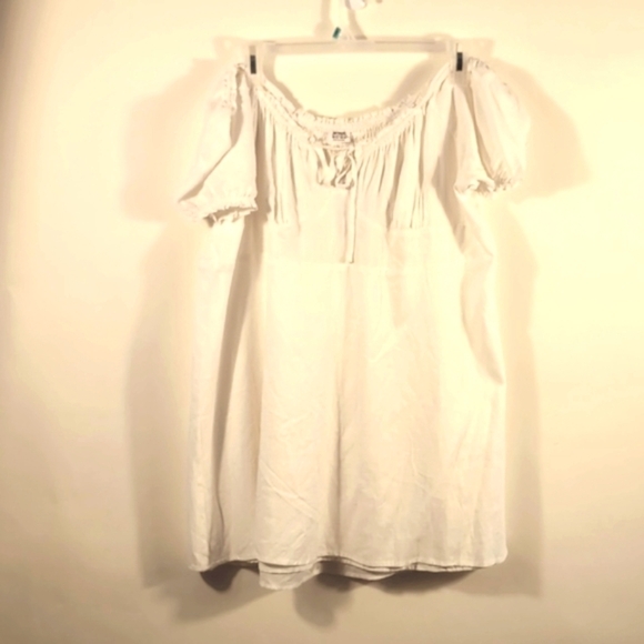 Cottonwood White Linen Sweetheart puff sleeve Dress Size 16 New with tags - Picture 3 of 13